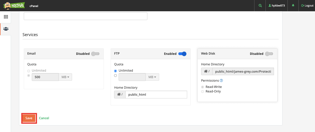 How To Use Cpanels User Manager Hostpapa Support