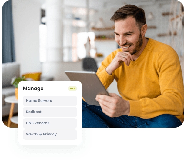 Small business owner buying a domain