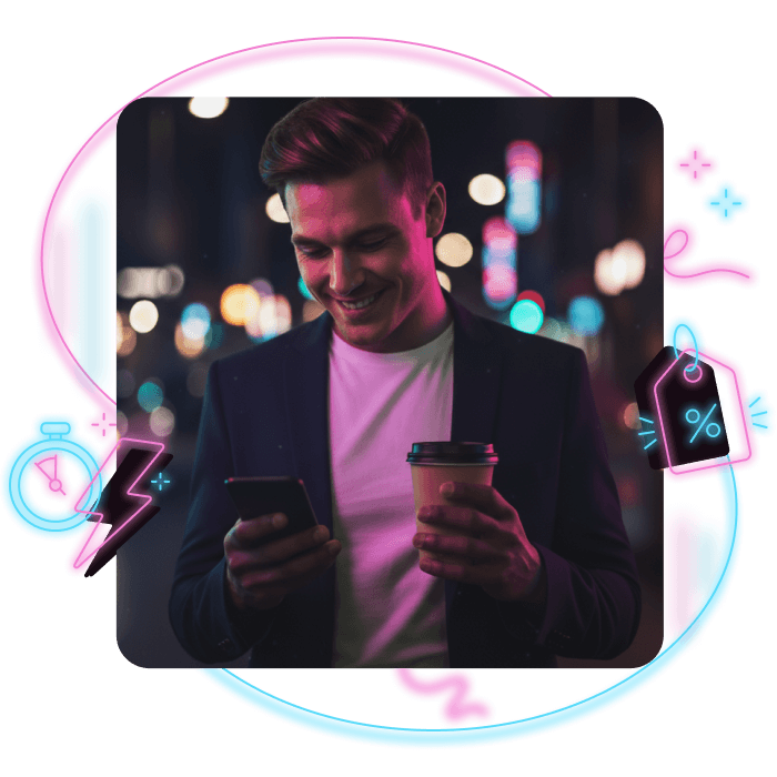 Man with cellphone and coffee