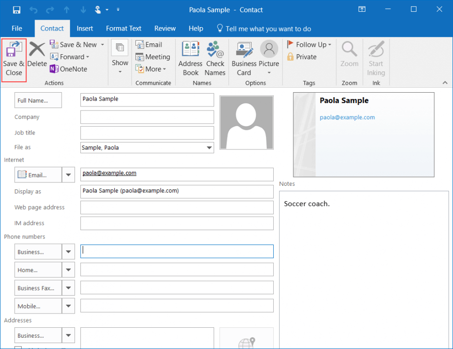 Adding, Editing, And Deleting Outlook Contacts