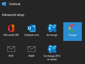 How do I set up my Google Workspace email using Microsoft Outlook?